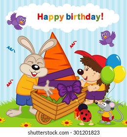 birthday rabbit - vector illustration, eps