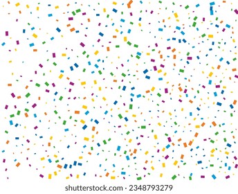 Confetti rectangular de cumpleaños. Fondo de confeti de lustre arcoiris claro. Textura festiva de color
