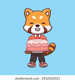 Birthday Red Panda Cute Cartoon Character 