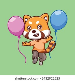 Birthday Red Panda Cute Cartoon Character 