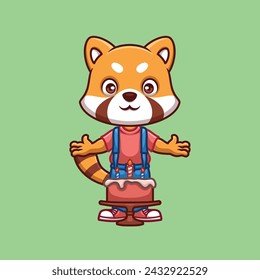 Birthday Red Panda Cute Cartoon Character 