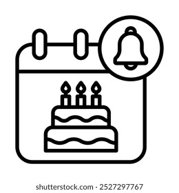 Birthday Reminder icon line vector illustration