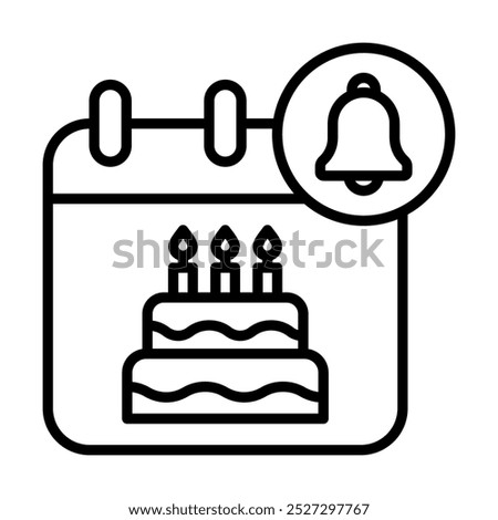 Birthday Reminder icon line vector illustration