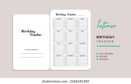 Birthday Reminder Tracker  Kdp Interior Template