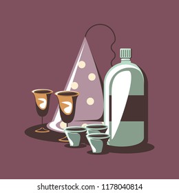 birthday retro glass cups bottle hat party