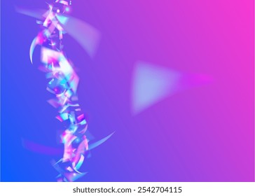 Birthday Ribbon. Celebrate Confetti. Falling Flag. Pink Glare Glitter. Retro Concept. Color Burst. Happy Holographic Explosion. Rainbow Poster. Blue Birthday Ribbon