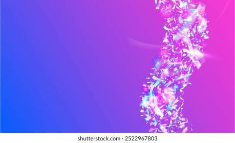 Birthday Ribbon. Glare Christmas Illustration. Color Burst. Isolated Tinsel. Light Template. Abstract Banner. Disco Glitter. Purple Laser Background. Pink Birthday Ribbon