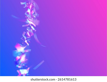 Birthday Ribbon. Surprise Flag. Carnival Confetti. Art Christmas Serpentine. Abstract Banner. Foil Gradient. Pink Laser Glitter. Hologram Effect. Purple Birthday Ribbon