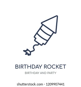 birthday rocket icon. birthday rocket linear symbol design from Birthday and Party collection. Simple outline element vector illustration on white background.