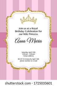 Birthday Royal Celebration Printable Invitation Vector Card