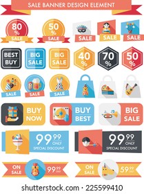 Birthday sale banner design flat background set, eps10