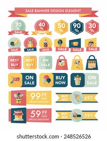 Birthday sale banner design flat background set, eps10