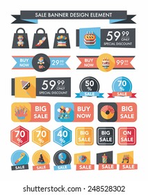Birthday sale banner design flat background set, eps10