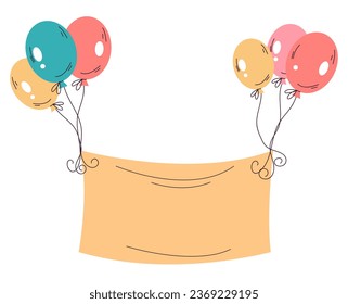 Birthday sale promo balloon celebrate banner concept. Vector flat graphic design illustration
