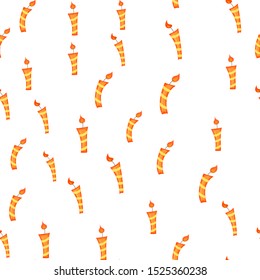 Birthday seamless multicolored pattern with candles on a white background. Cartoon style. Vector