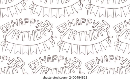 Birthday seamless pattern, freehand drawing,doodle art