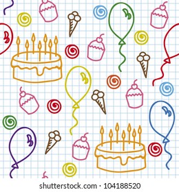 birthday seamless pattern on paper page