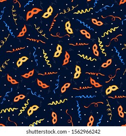 Birthday seamless pattern with tinsel. Cartoon style. Vector illustration