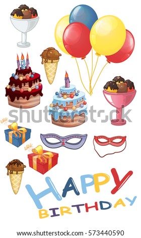 Birthday Set Birthday Cake Candles Ice Stock Vector Royalty Free