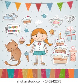 Birthday set with little girl.