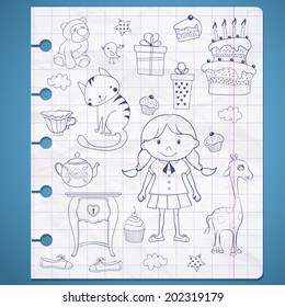 Birthday set with little girl.