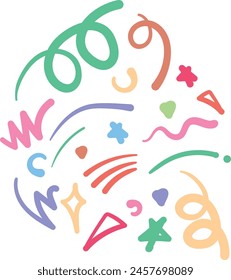 BIrthday Set Vector Doodle Celebration Colorful Set