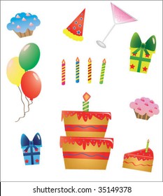 Birthday Set. Vector illustration