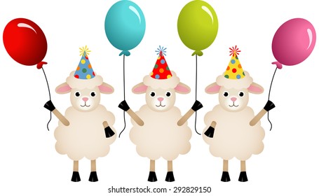 Birthday sheep with balloons