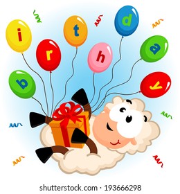 birthday sheep - vector illustration, eps