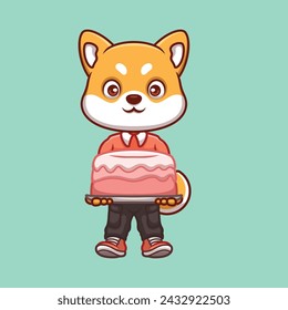 Birthday Shiba Inu Cartoon Cute Character