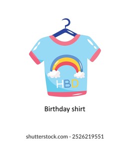 Birthday shirt doodle vector outline Sticker. EPS 10 file