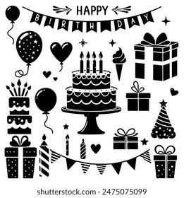 Birthday Silhouette, Perfect for Celebration and Party Themes - Flat Vector Illustration