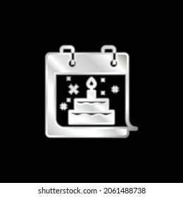 Birthday silver plated metallic icon