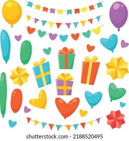 BIRTHTAGSEINFLEILE DEKORATIONEN VEKTORSAMMERUNG EPS10
