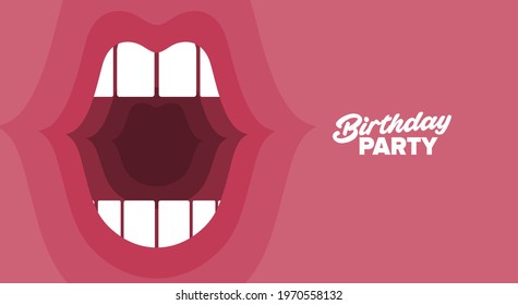 Birthday. Simple, fun, vector illustrations.
Happy birthday greeting. A screaming mouth.