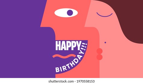 Birthday. Simple, fun, vector illustrations.
Happy birthday greeting. The happy face of a man and a woman.