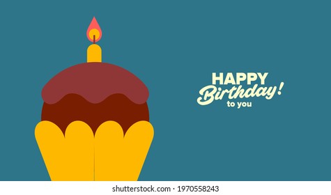 Birthday. Simple, fun, vector illustrations.
Cake with a candle.