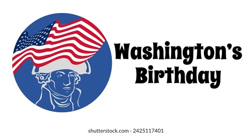 El cumpleaños de Washington, diseño simple de un afiche horizontal o una pancarta con ilustración vectorial para el Día del Presidente