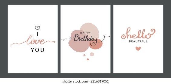 Birthday. Simple, vector illustrations. Set of illustrations. Greeting cards design