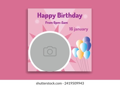 birthday social media post, birthday banner design