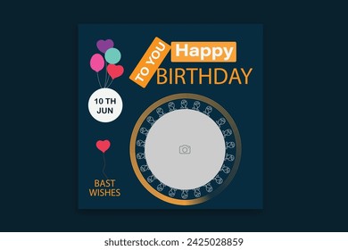 birthday social media post, birthday banner design, birthday template