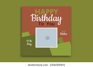 Birthday Social Media Post Design, Birthday banner design. Birthday design template.