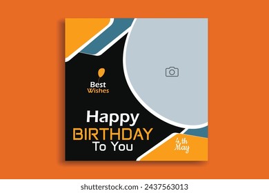 Birthday Social Media Post Design, Birthday Template, Birthday Design, Happy Birthday Design.