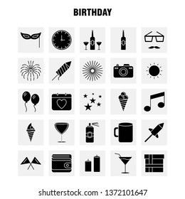 Birthday Solid Glyph Icon for Web, Print and Mobile UX/UI Kit. Such as: Calendar, Day, Date, Love, Glass, Drink, Wine, Wheat, Pictogram Pack. - Vector