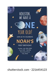 Birthday space theme invitation card background template