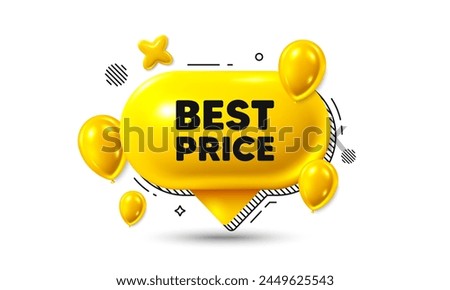 Birthday speech bubble 3d icon. Best Price tag. Special offer Sale sign. Advertising Discounts symbol. Best price chat offer. Speech bubble balloons banner. Text box balloon. Vector