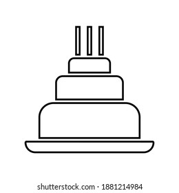 birthday sponge cake vector outline icon