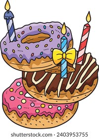 Birthday Stack of Donuts with Candle Clipart 