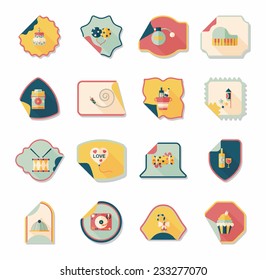 Birthday sticker flat banner background set, eps10