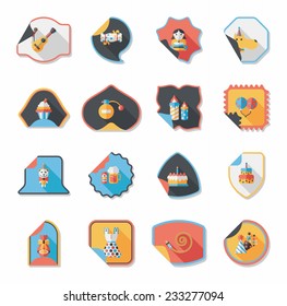 Birthday sticker flat banner background set, eps10